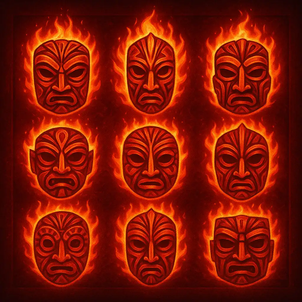 9 Masks Of Fire slot game artwork at Betarctica Casino