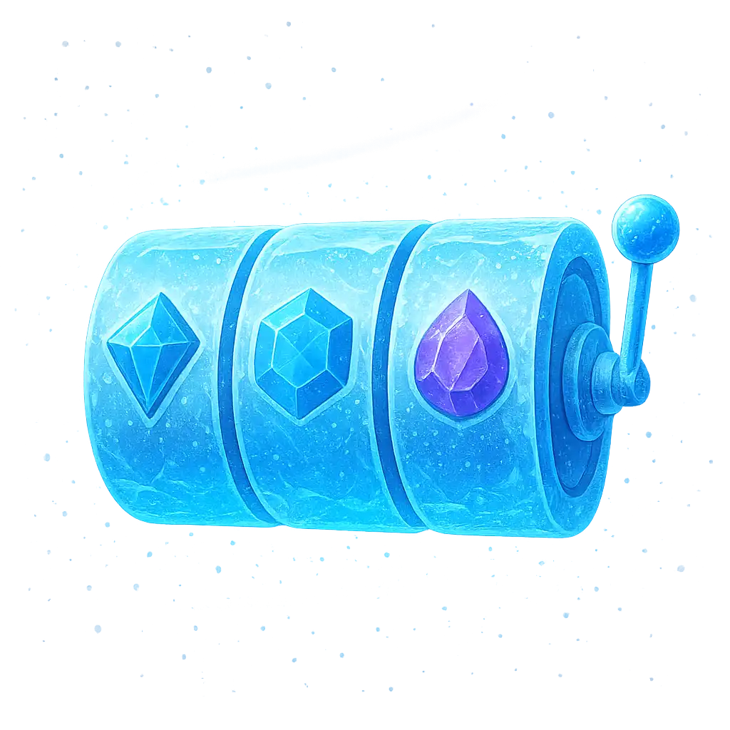 Slot reels spinning with frost and aurora light representing claiming the Betarctica bonus