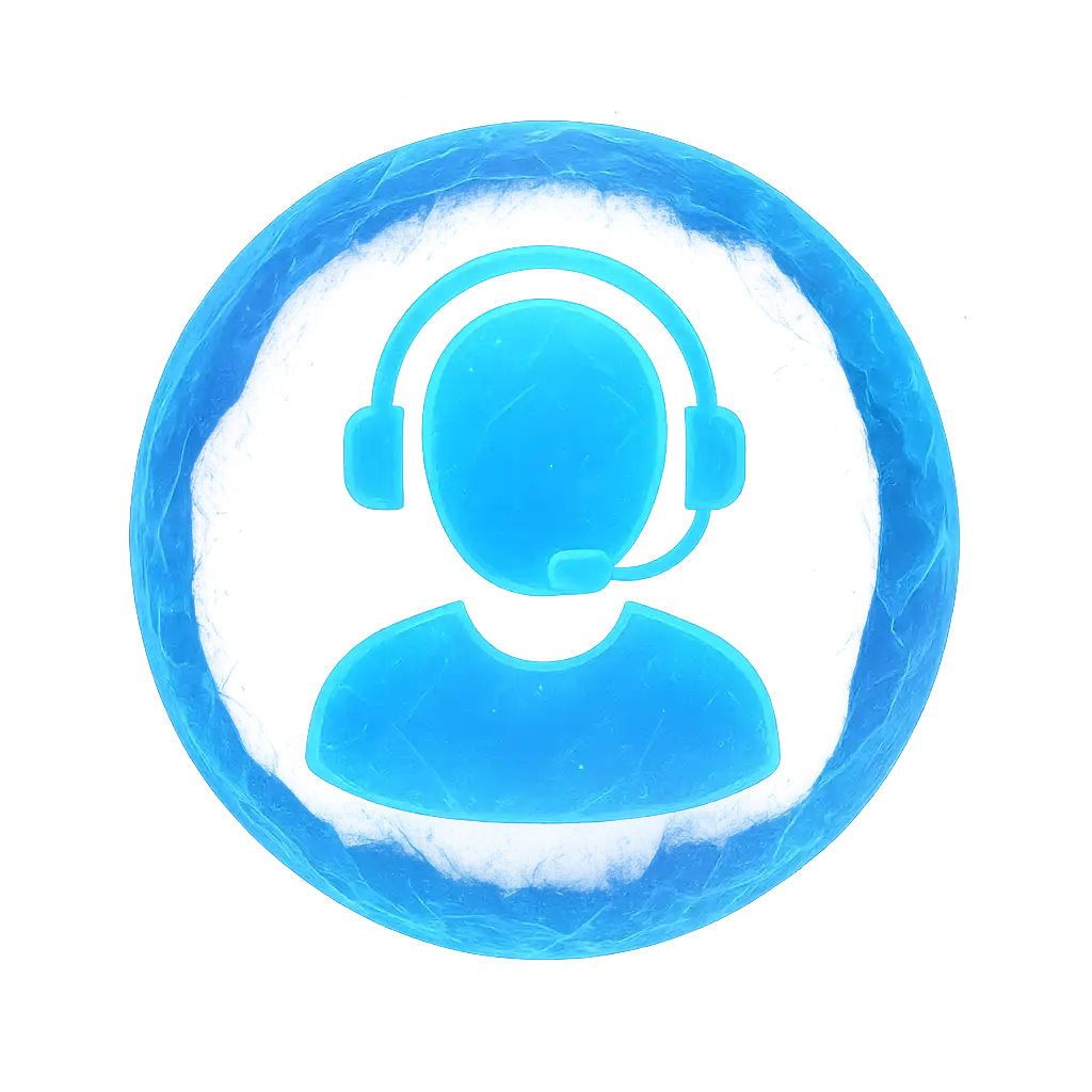 Support agent icon inside an ice crystal bubble representing Betarctica Casino help desk